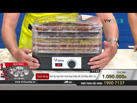 Máy sấy Thực phẩm rau củ quả, làm khô bò, khô gà, mứt thương hiệu Mishio quà tặng bộ 5 nồi inox