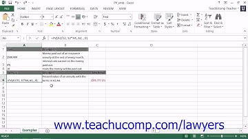 Microsoft Excel 2013 Training for Lawyers: The Pv Function, Tutorial Lesson 40.1