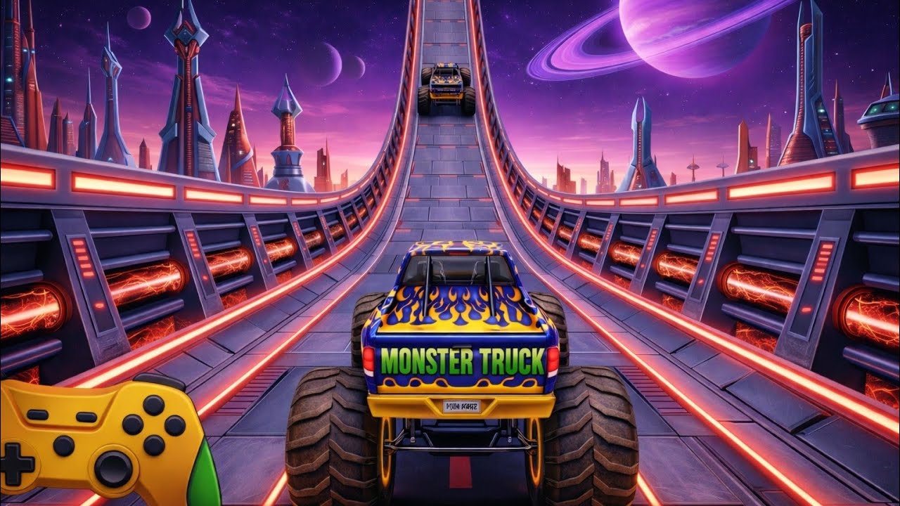 🚨Monster Truck Mega RampExtremeRacing Mega Ramp Extremestunts💥