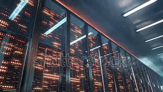 Digital Server Room Background. 3d rendering