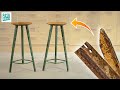 Shop Stools from Old Rusty Fence Posts