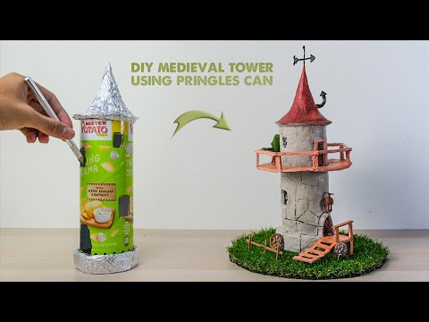 DIY I How To Make a Fantasy Medieval Tower using Pringles Can