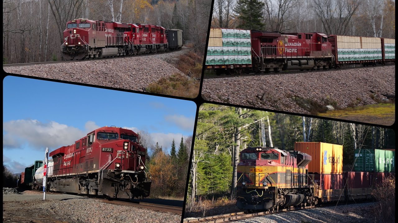 CP 8953 leads CPKC 121 & CP 8732 leads CPKC 120 on the Moosehead East Subdivision 10/28/25
