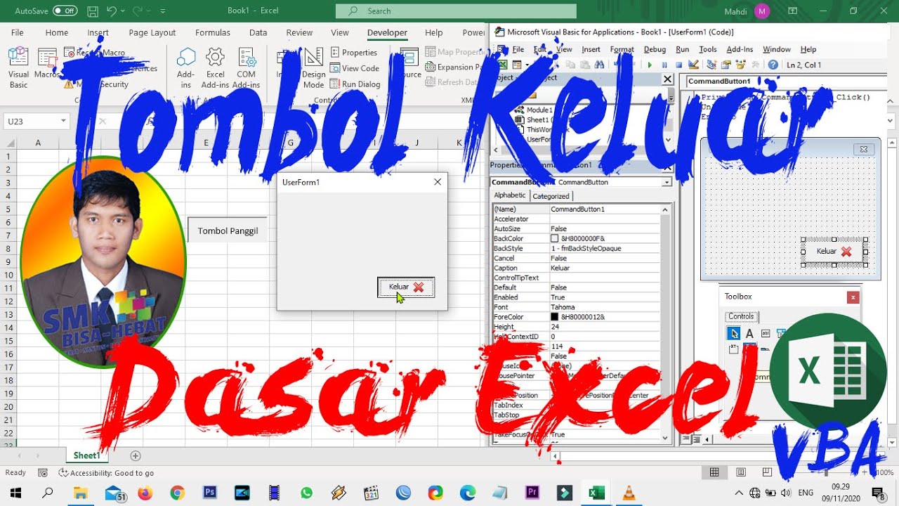 Tombol Keluar Dasar Excel VBA - YouTube