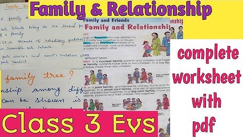 Family & Relationship worksheet // class 3 evs my family question answer@smartmomseducation