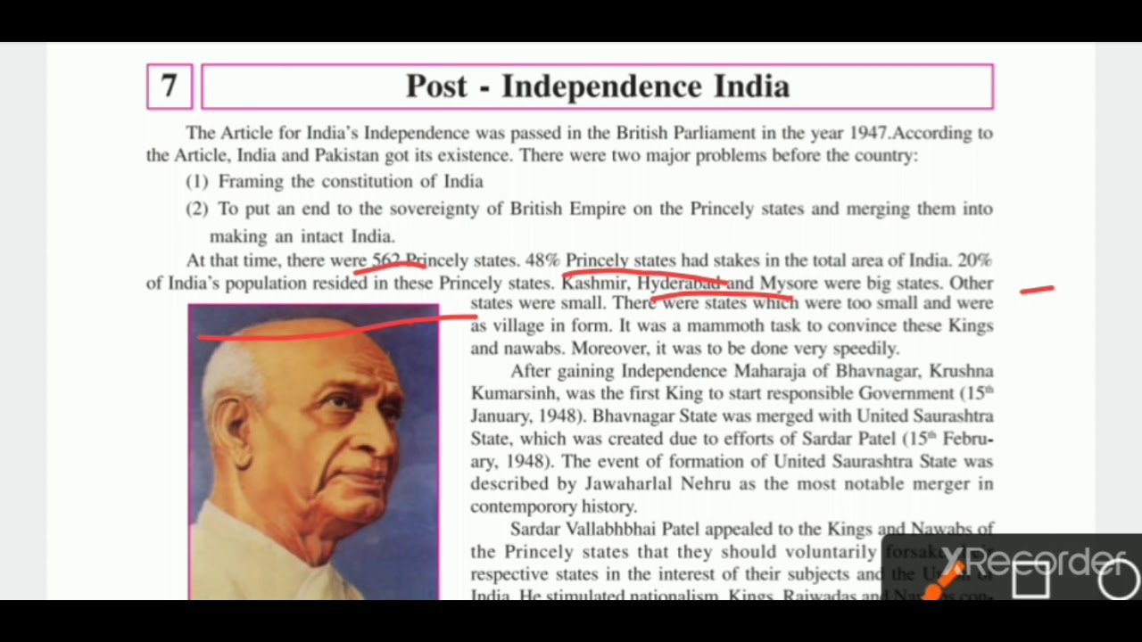 STD-09 || social science || ch-7 ' Post independence India ' (part-1) by Femida ma'am.