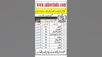 CDA Jobs 2025 | CDA Capital Development Authority Multiple Jobs 2025 | New Jobs in Pakistan 2025