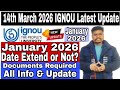 IGNOU 14th March January 2026 Session Admission Last Date Extended #ignou #ignouadmission