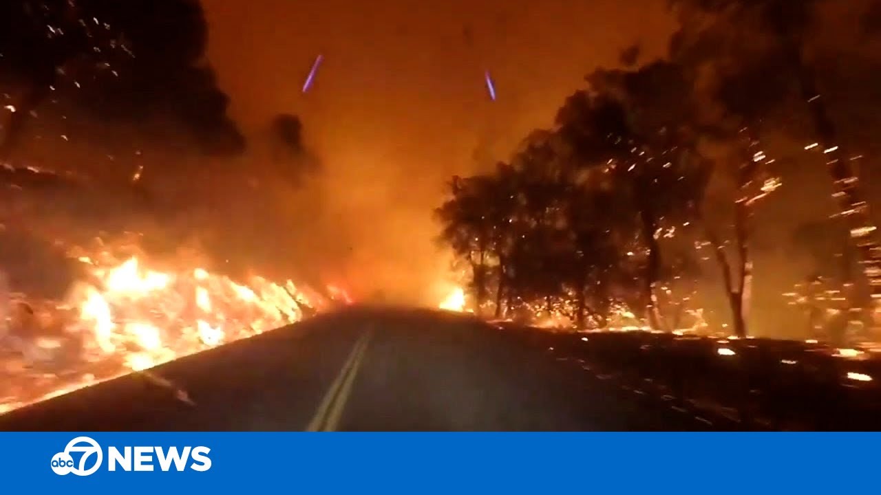 Driver captures apocalyptic scene driving through Hennessey Fire in Northern California