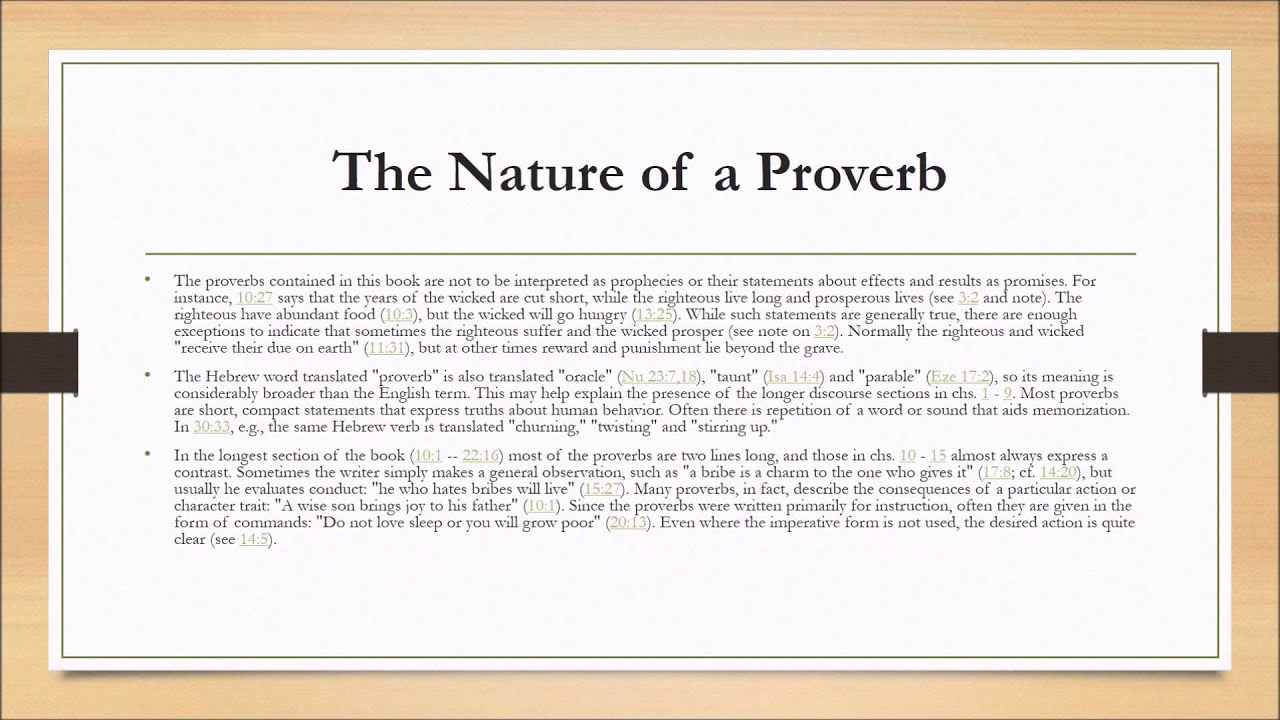 THE SUMMARY OF THE BOOK OF PROVERBS - YouTube