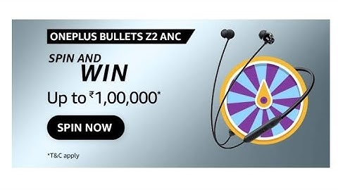 Amazon OnePlus Bullets Z2 ANC | Spin & win | ₹100000 | ₹50000 | ₹20000 | ₹10000 | ₹5000 Today Answer