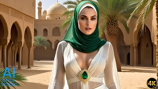 4K Ai Art Lookbook Video Of Sensual Arabian Ai Girl With Emareld Colour Dress