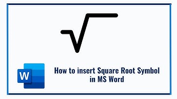 How to insert Square Root Symbol in MS Word