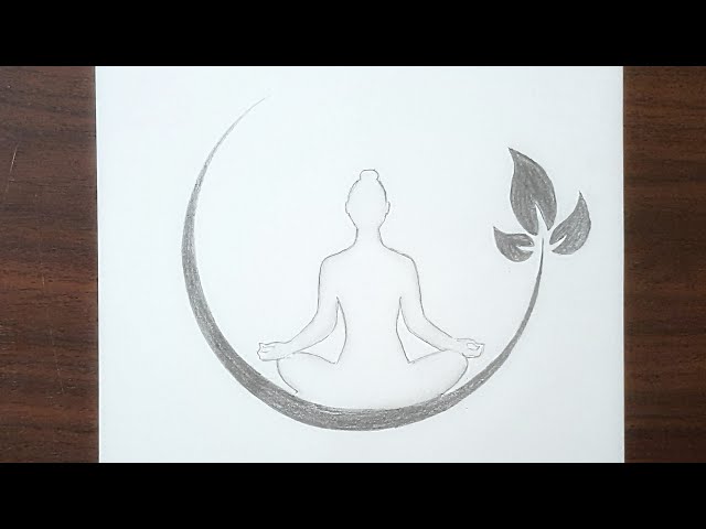 International yoga day drawing | Drawing a meditating pose with measurements class=