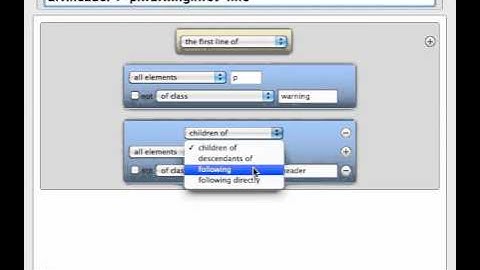 Selector Builder in the CSS Pro Editor of BlueGriffon