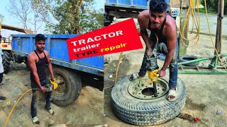 Tractor taler #tyre panchar repair easy trick...🙏👍🇮🇳👍