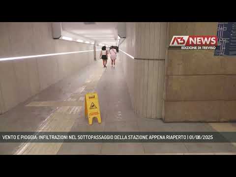 VENTO E PIOGGIA: INFILTRAZIONI NEL SOTTOPASSAGGIO DELLA STAZIONE APPENA RIAPERTO | 01/08/2025