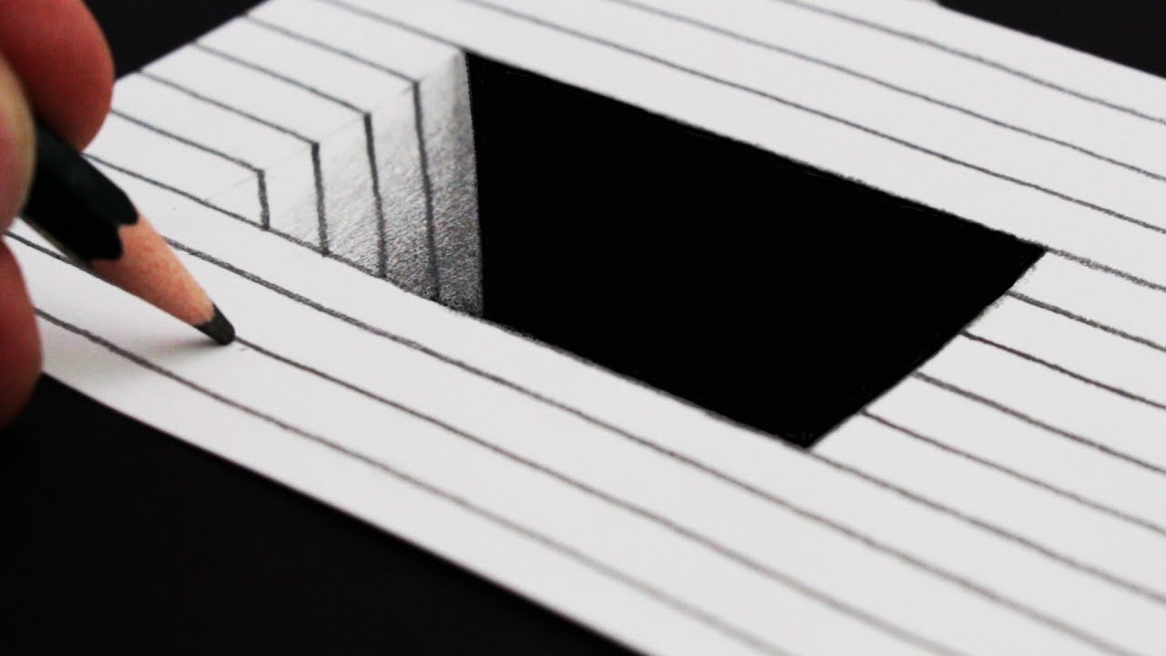 Lined Paper Illusion Drawing 