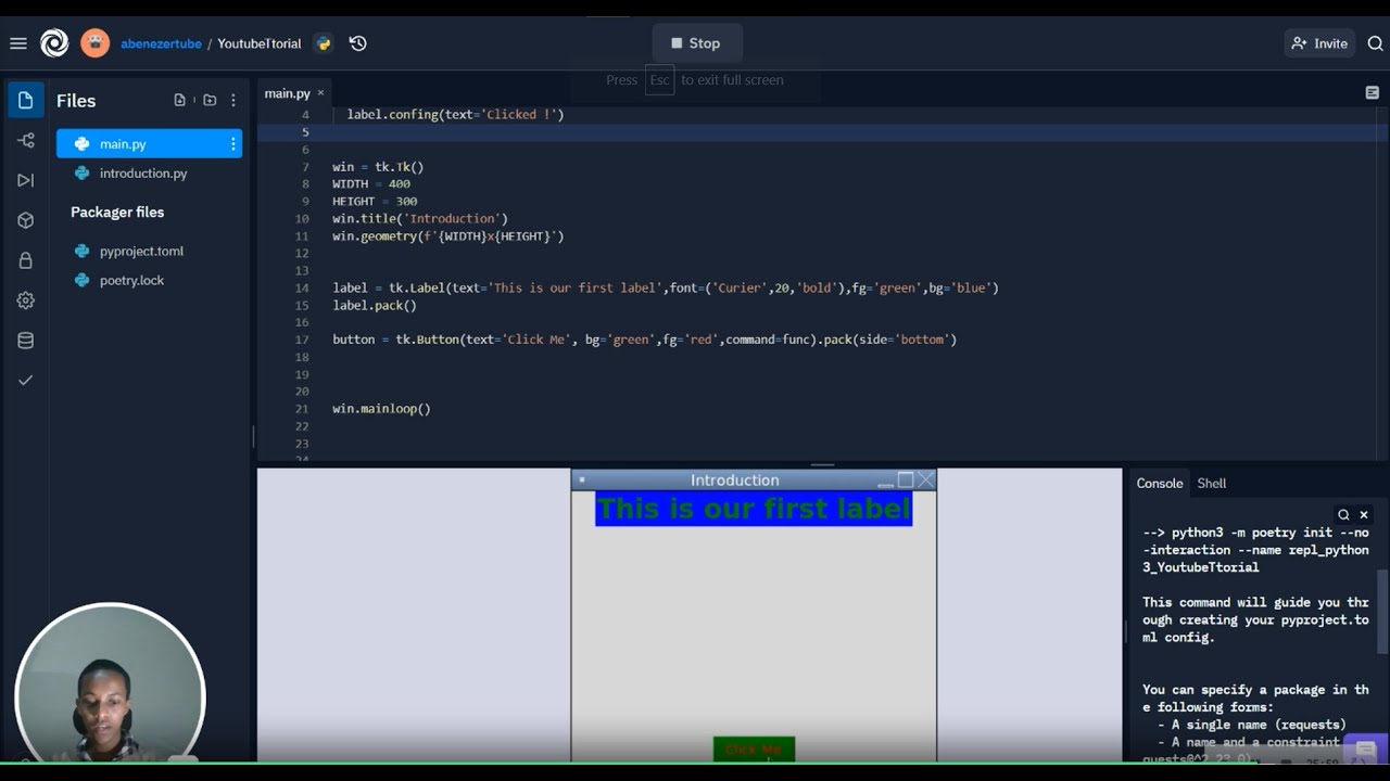 Python GUI: Tkinter Introduction in Amharic (አማርኛ) #1 - YouTube