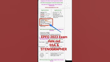 EPFO 2023 SSA & STENOGRAPHER Exam date out