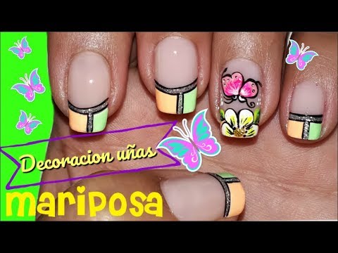 ♥ Diseños de uñas mariposa ♥Butterfly nail designs - YouTube
