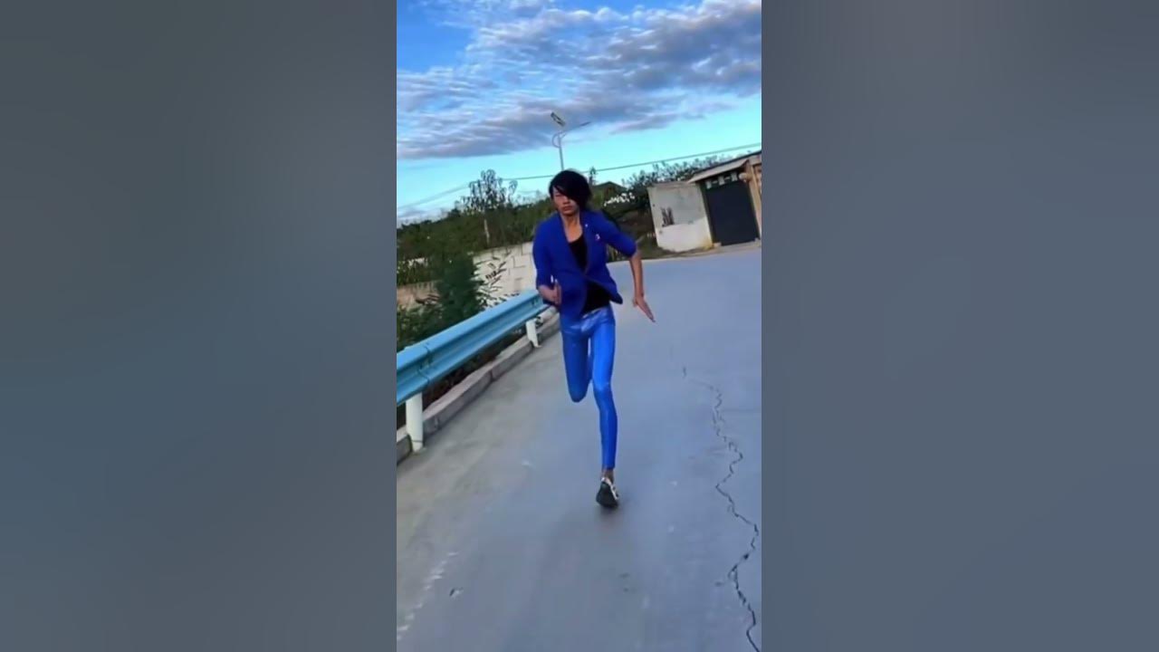 Blue suit chinese man running meme youtube
