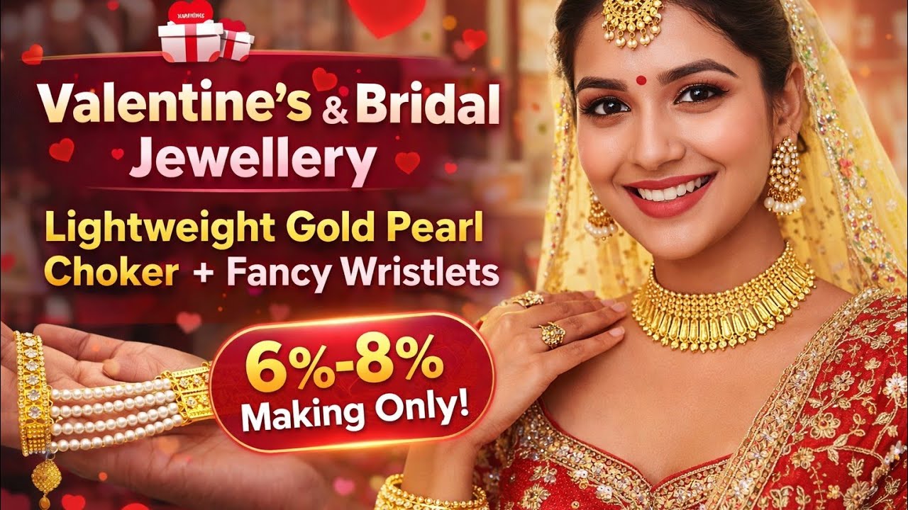 Valentine’s Special 💝 Lightweight Gold Pearl Choker + Bridal Necklace | 6%–8% Making Only! 😱