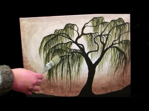 How to paint a Weeping Willow Tree - STEP by STEP - YouTube