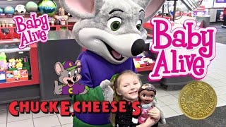 BABY ALIVE goes to CHUCK E CHEESE! The Lilly and Mommy Show! Baby Alive toy play. Games and Prizes