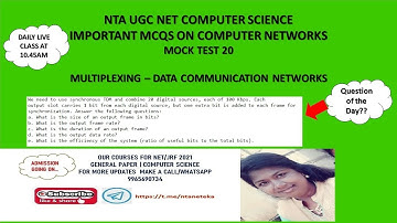 (Mock Test 20) NTA UGC NET Computer Science |  Networks MCQs | Multiplexing | TNSET 2021