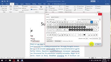 How to write not equal to symbol in Microsoft Word