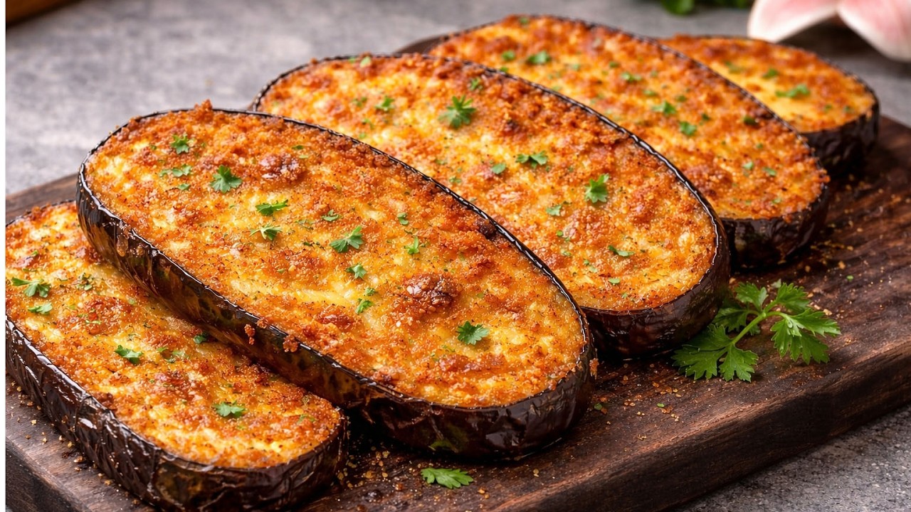 In 10 Minuten Auberginen mit Käse und Ei besser als Fleisch