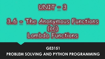 Anonymous Function OR Lambda Function In Python | Tamil | UNIT-3 CSE | P15 | #GE3151 | Quick Through