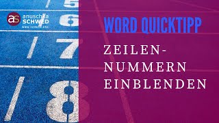 Word Quicktipp Zeilennummern Einblenden