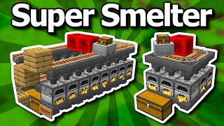 How To Build A Super Smelter In Minecraft - Large Auto Smelter Tutorial + Micro Smelter