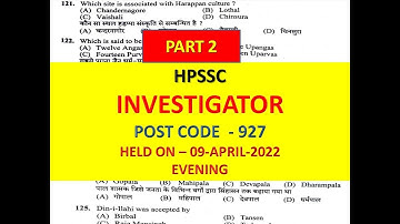 PART 2 HPSSC INVESTIGATOR POST CODE 927 SOLVED PAPER |HPSSC POST CODE 927 ANSWER HELD ON 9APRIL