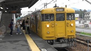 【115系D編成】JR山陽本線 里庄駅に普通電車到着