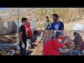 New life: Masoume's house building and lunch with the brothers