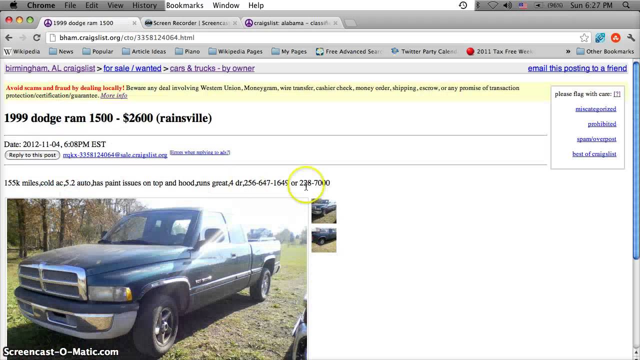 Craigslist Birmingham Used Cars and Trucks - Searching For Sale by Owner Classifieds Online ...