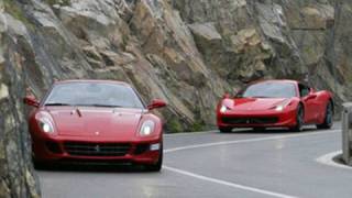 We drive two fantastic ferraris through the alps.