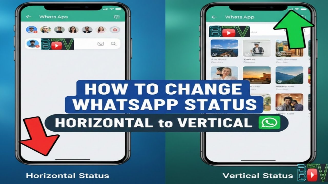 How to change Whatsapp status from horizontal to vertical view ( easy ...