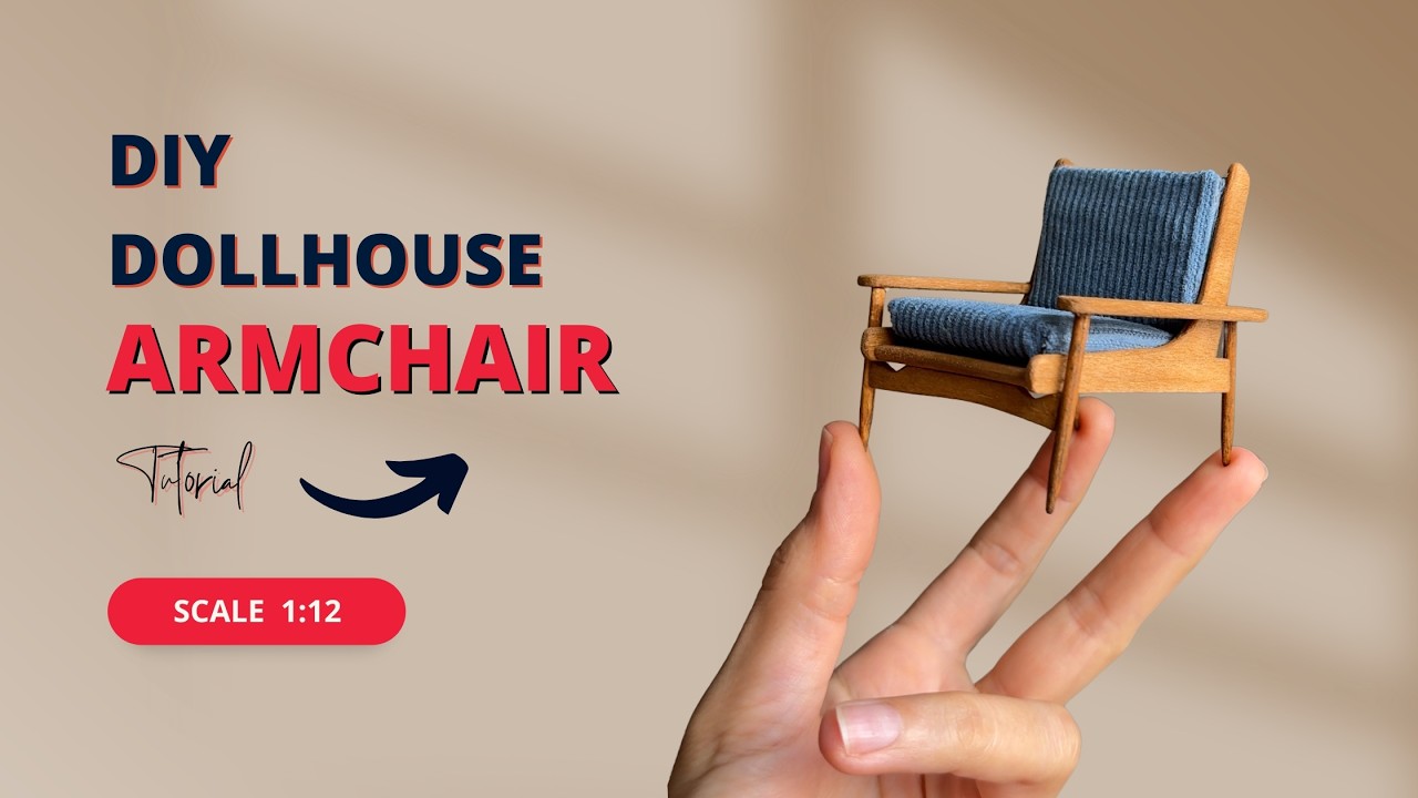 How to Make a Miniature Midcentury Armchair | DIY Dollhouse Furniture (1:12 Scale)