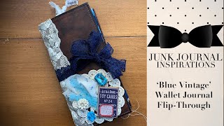 Blue Vintage Wallet Journal Flip Through