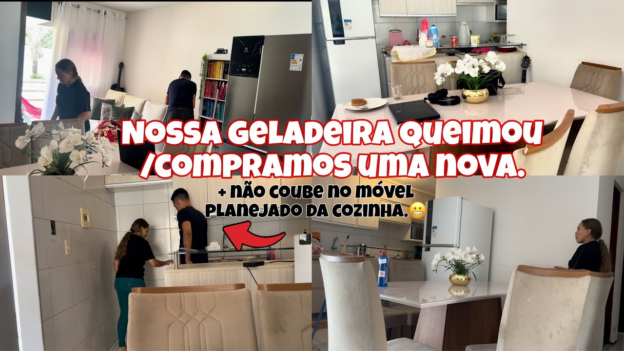REALIZEI UM SONHO| GELADEIRA NOVA+ ORGANIZAÇÃO NA CASA/ a geladeira n coube no lugar dela.😩