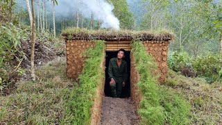 Building Complete Survival Bushcraft Shelter, Heavy rainy Days / King Of Satyr