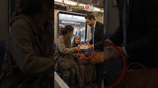 Kind Rich Man Helps Poor Girl & Old Grandma in Train 🚆❤️ #usa #ytshorts