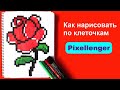 Как рисовать по клеточкам Розу Цветок Простые рисунки How to Draw Flower Rose Pixel Art