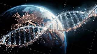 DNA molecule spinning against the background of planet earth abstract video Guide