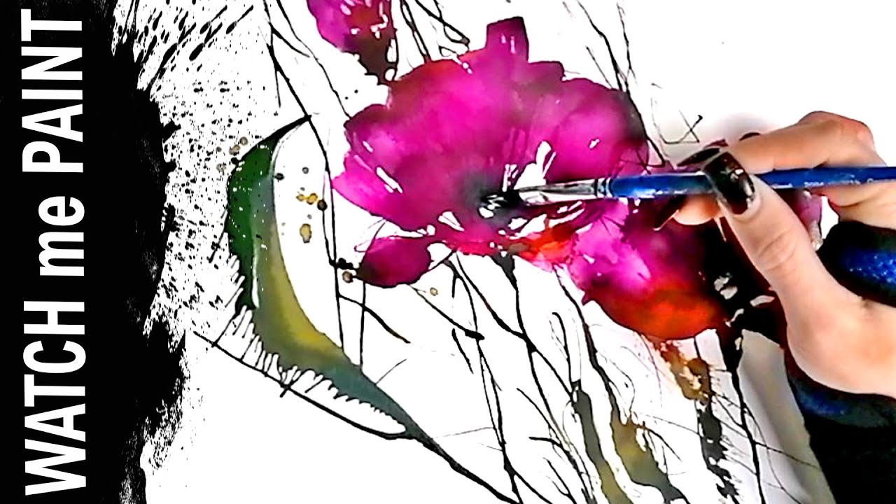 Acrylicpainting, Fluid Painting Flowers With Acrylic Inks - Floral Art -  Youtube