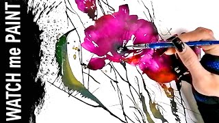 Acrylicpainting,  fluid painting flowers with acrylic inks - floral art